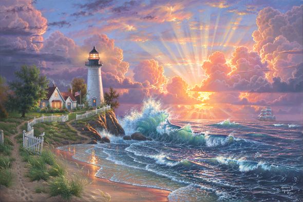 Abraham Hunter Hand Signed and Numbered Limited Edition Embellished Canvas Giclee:"Light of Hope"