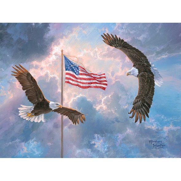 Abraham Hunter Artist Hand Signed Limited Edition Embellished Canvas Giclee:"Symbols of Freedom"