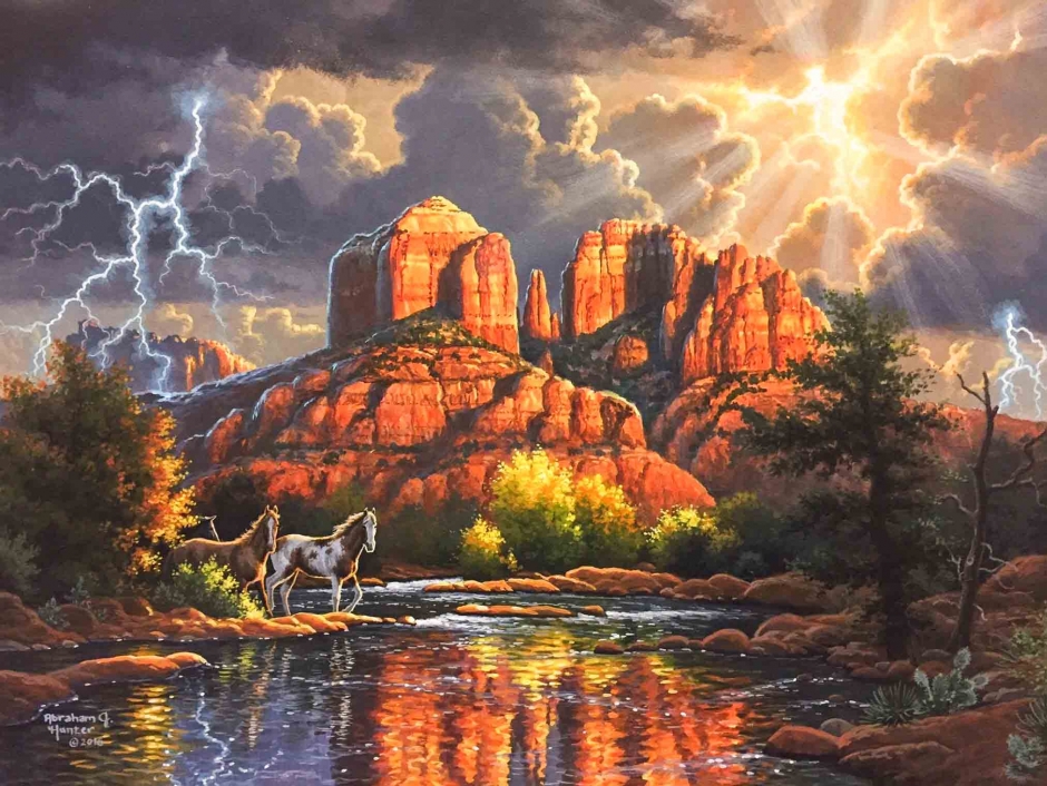 Abraham Hunter Limited Edition Artist Proof Embellished Canvas Giclee:"Sedona Majesty"
