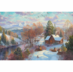 Abraham Hunter Limited Edition Embellished Canvas Giclee:"Mission Mountain Home"