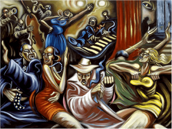 Adam Stone Artist Signed Limited Edition Giclee on canvas:"Stormy Night At Fais Do-Do"