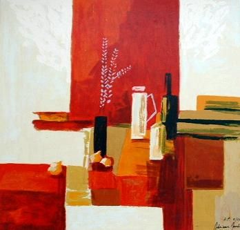 Adriana Naveh Hand Signed and Numbered Limited Edition Embellished Serigraph on Canvas: " Symphony in Red "