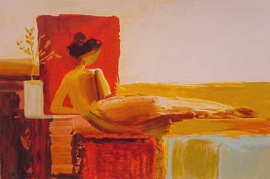 Adriana Naveh Hand Signed and Numbered Limited Edition Serigraph on Wood: " Geisha "