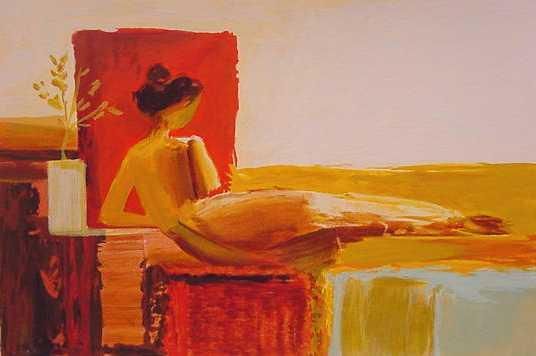 Adriana Naveh Hand Signed and Numbered Limited Edition Serigraph on Wood: " Geisha "