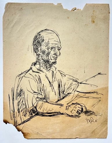 Aharon Giladi Encre sur papier: "Aharon Giladi (1907 - 1993) - Figurine - Ink on Paper - Original" Aharon Giladi Encre sur papier: "Aharon Giladi (1907 - 1993) - Figurine - Ink on Paper - Original"