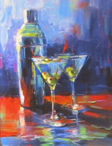 Michael Flohr Signed Limited Edition Canvas Giclee:"Martini for Two"