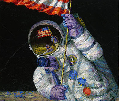 ALAN BEAN 13X11 Secondary Market Art: "RED WHITE & BLUE GCNV" ALAN BEAN 13X11 Secondary Market Art: "RED WHITE & BLUE GCNV"