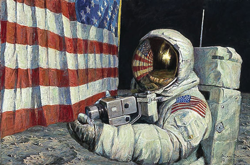ALAN BEAN 27X18 Secondary Market Art: "STRAIGHTENING STRIPES" ALAN BEAN 27X18 Secondary Market Art: "STRAIGHTENING STRIPES"
