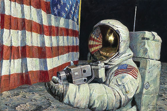 ALAN BEAN 27X18 Secondary Market Art: "STRAIGHTENING STRIPES"