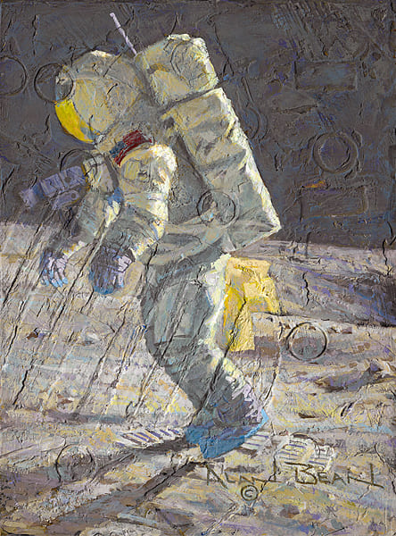 ALAN BEAN 9X12 Secondary Market Art: "ONE LUCKY GUY CNV"