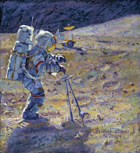 Alan Bean (Astronaut) Hand Signed Limited Edition Canvas Giclee:"Some of the Tools of Our Trade"