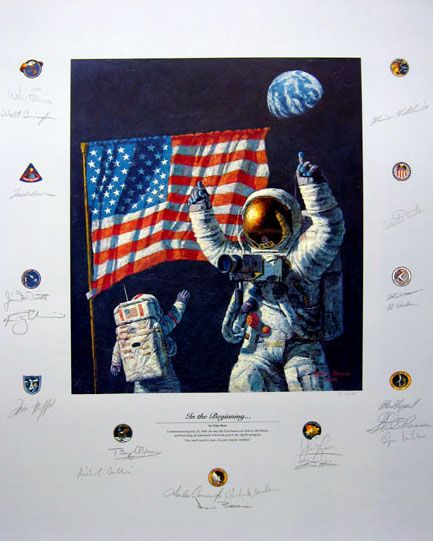 Alan Bean Astronaut Co-Signed Limited Edition Lithograph Print:"In the Beginning"