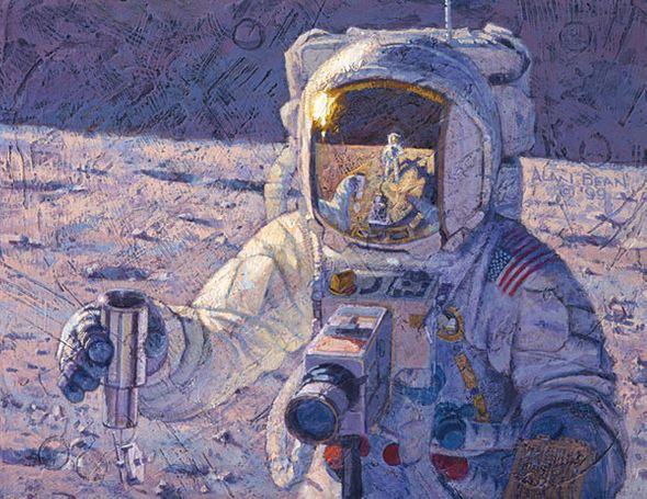 Alan Bean Hand Signed and Numbered Limited Edition Gicl&eacute;e Canvas:"A New Frontier"