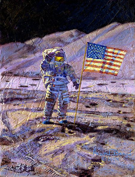 Alan Bean Hand Signed Artist Proof Giclee Canvas:"Jim Irwin, Indomitable Astronaut"