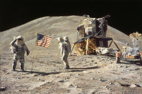 Alan Bean Hand Signed Artist Proof Limited Edition Giclee Print on Paper:"Ceremony on the Plain at Hadley"