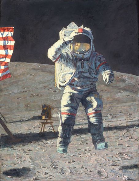 Alan Bean Artist Proof Signed Limited Edition Giclee: "John Young Leaps into History"