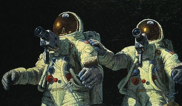 Alan Bean Handsigned and Numbered Limited Edition Lithograph Print on Paper : " Heavenly Reflections "