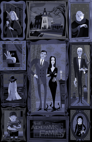 Alan Bodner Artist Signed Limited Edition Giclee on Fine Art Paper:"The Adams Family"