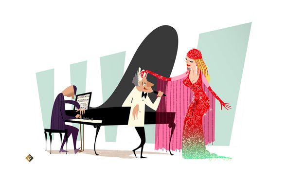 Alan Bodner Artist Signed Limited Edition Giclee on Fine Art Paper:"Tony & Gaga"