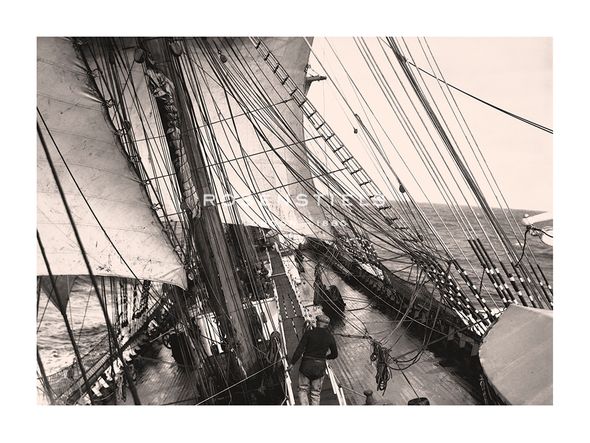 Alan Villiers Hand Numbered Limited Edition Print on Paper :"The View Along the Main Deck of Parma"