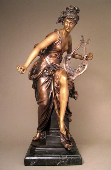 Albert-Ernest Carrier-Belleuse Handcrafted Solid Bronze Sculpture:"Melodie"