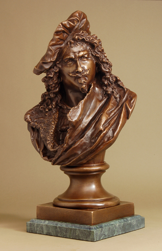 Albert-Ernest Carrier-Belleuse Handcrafted Solid Bronze Sculpture:"Rembrandt van Rijn"