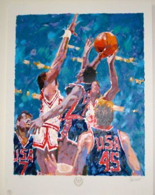 Aldo Luongo Serigraph On Deluxe Art Paper Official USA Olympic Seal:"A Jump for Victory"