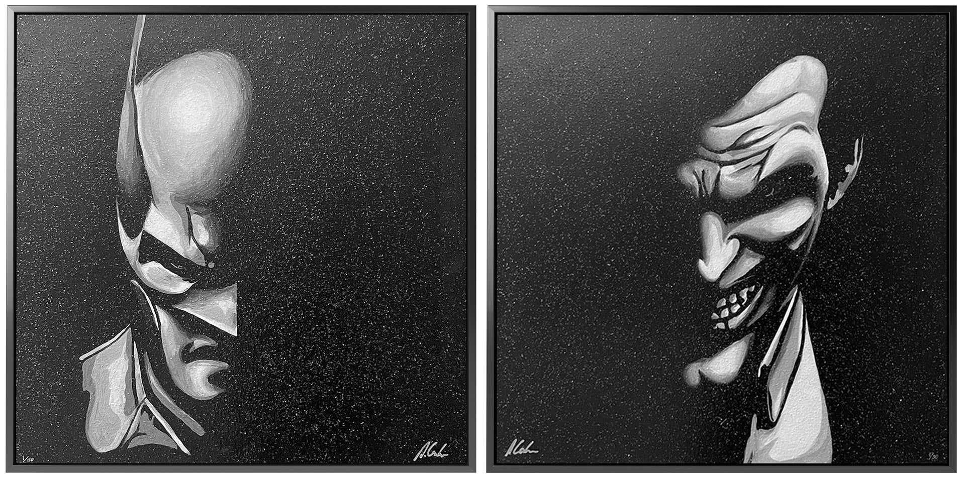 Alex Costa Mixed Media Diamond Dust Canvas Giclee:"Faces of Gotham (Suite of 2)"