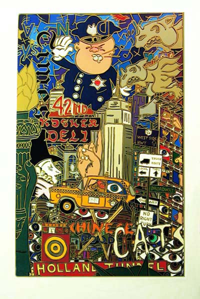 Alex Echo Hand Signed Publisher Proof Lithograph with gold silkscreen:"NYC"