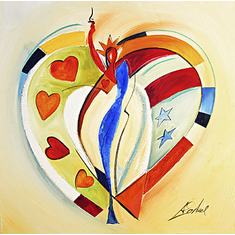 Alex Gockel Handsigned & Numbered Limited Edition Giclee on Canvas:"American Hearts I"