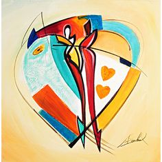 Alex Gockel Handsigned & Numbered Limited Edition Giclee on Canvas:"American Hearts II"