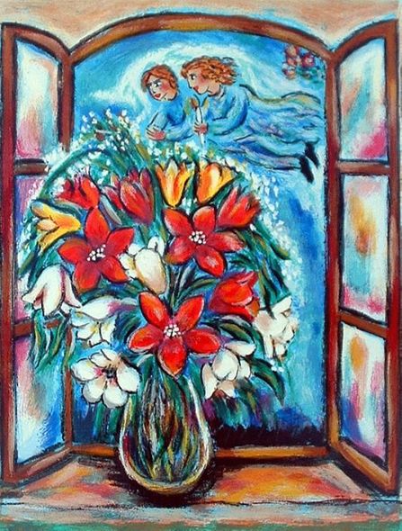 Alex Meilichson Hand Signed and Numbered Limited Edition Serigraph on Paper: " Angel's Blossom "