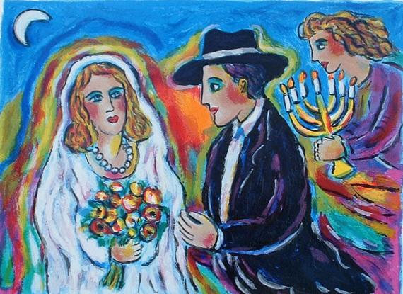 Alex Meilichson Hand Signed and Numbered Limited Edition Serigraph on Paper: " Moonlight Wedding "