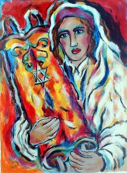 Alex Meilichson Hand Signed and Numbered Limited Edition Serigraph on Paper: " Yeshive Bucher "