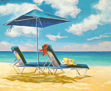 Alex Pauker Handsigned and Numbered Limited Edition Serigraph:"Beach Blues"