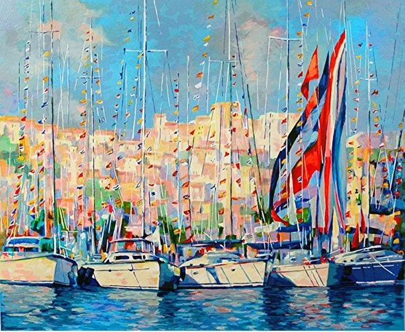 Alex Pauker Artist Signed Limited Edition Serigraph:"Regatta Parade"