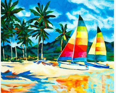 Alex Pauker Handsigned and Numbered Limited Edition Canvas Serigraph:"Beached II"