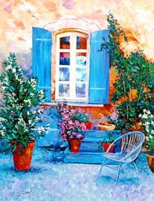 Alex Pauker Handsigned and Numbered Limited Edition Canvas Serigraph: "Blue Window"
