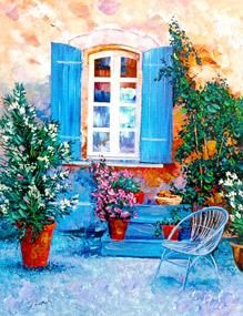 Alex Pauker Handsigned and Numbered Limited Edition Canvas Serigraph: "Blue Window"