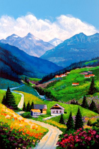 Alex Pauker Handsigned and Numbered Limited Edition Serigraphs: "Mountain Road"