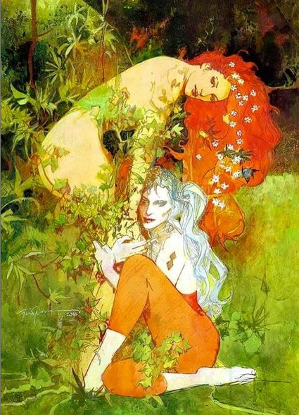 Bill Sienkiewicz Artist Hand Signed Limited Edition Proof Print:"Harley & Ivy"