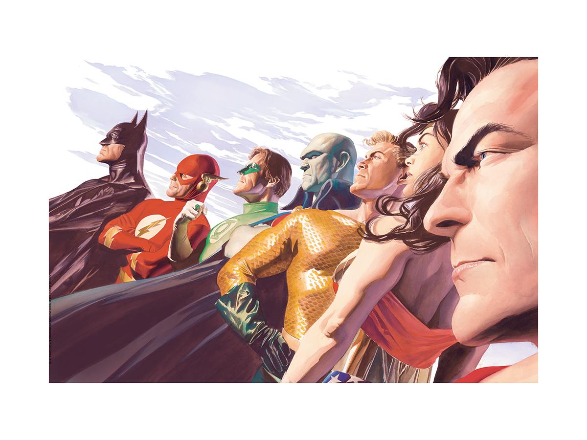 Alex Ross Hand Signed and Numbered Limited Edition Canvas Giclee:"Liberty and Justice:JLA"