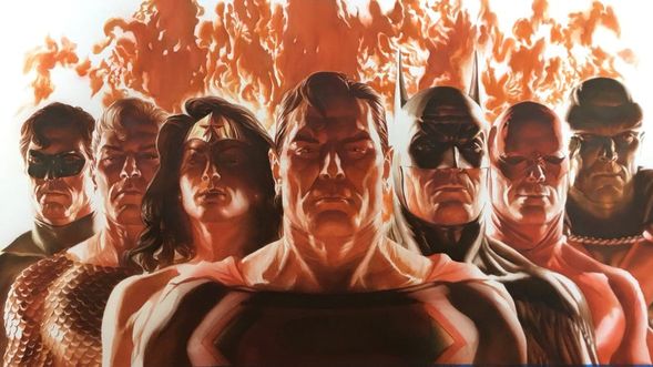 Alex Ross Hand Numbered Limited Edition Canvas Giclee:"JLA Inferno"