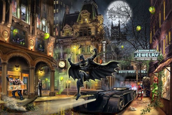 Thomas Kinkade Studios  DC Comics Limited Edition Giclee:"Batman Gotham City"