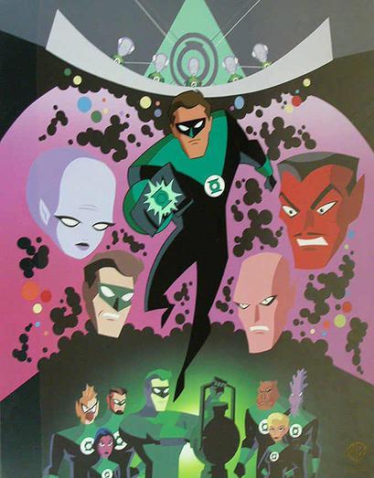 Bruce Timm Hand-Painted Limited Edition Cel with Giclée Background:"In Brighest Day - Green Latern"
