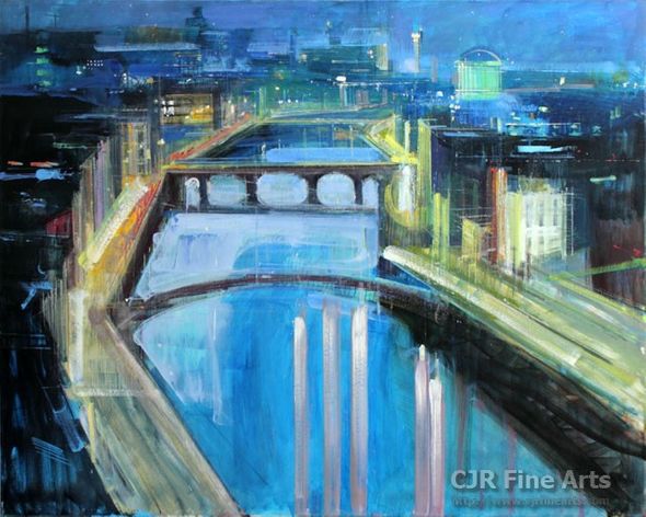 Alex Zwarenstein Hand Signed Limited Edition Canvas Giclee:"Dublin by Night"