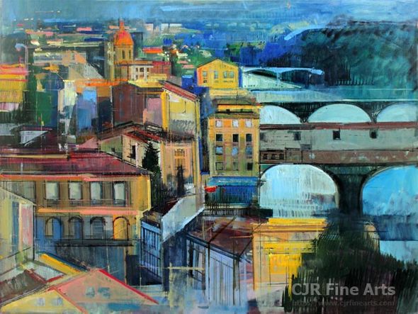 Alex Zwarenstein Hand Signed Limited Edition Canvas Giclee:"Florence at Sundown"
