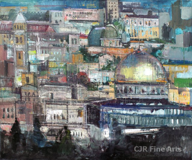 Alex Zwarenstein Hand Signed Limited Edition Canvas Giclee:"Jerusalem at Dusk"