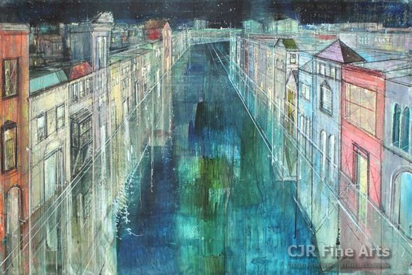 Alex Zwarenstein Hand Signed Limited Edition Canvas Giclee:"Long Canal, Venice"