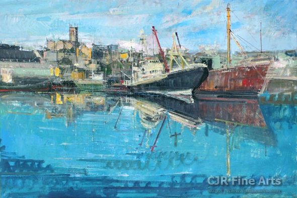 Alex Zwarenstein Hand Signed Limited Edition Canvas Giclee:"Penzance Harbor"